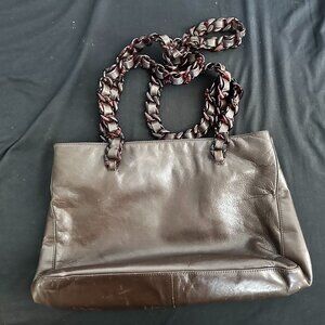 Vintage Prada Leather Shoulder Bag with Tortoiseshell Chain Strap